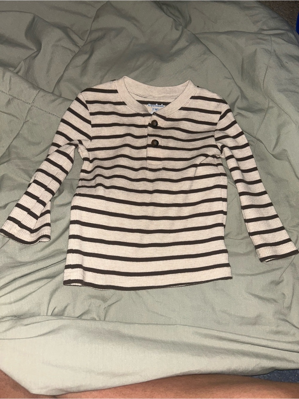 🌼2 for $5🌼 Garanimals Cream & Brown Striped Long-Sleeve Henley